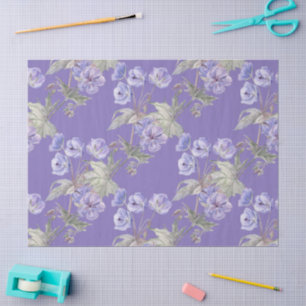 Papel de seda floral de acuarela lavanda