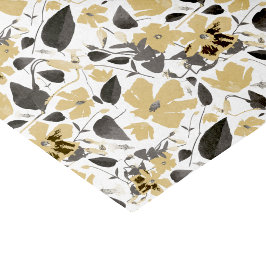 Papel De Seda Floral de acuarela pintada de gris amarillo Clemat