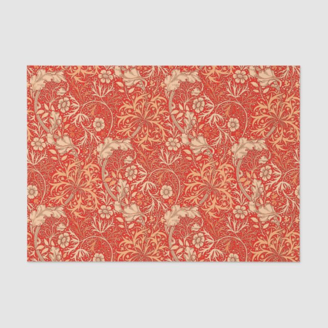 Papel De Seda Floral de algas marinas de Art Nouveau, Naranja de (Anverso)