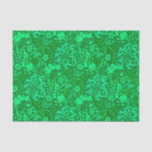 Papel De Seda Floral de algas marinas de Art Nouveau, verde esme