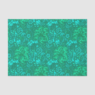 Papel De Seda Floral de algas marinas, turquesa y aqua