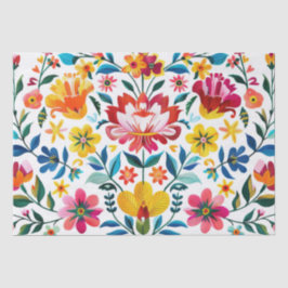 Papel De Seda Floral de arte folclórico colorido mexicano