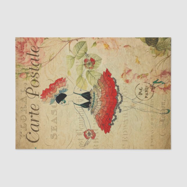 Papel De Seda Floral de bailarina de ballet de mujer exótica vin (Anverso)