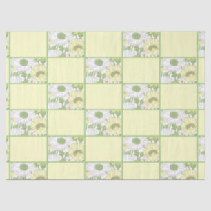 Papel De Seda Floral de campo verde amarillo retro a mediados de