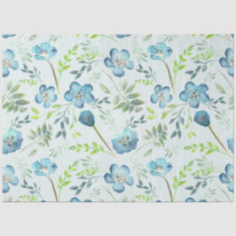 Papel De Seda Floral de color verde azul elegante