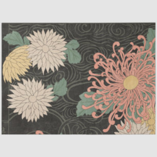 Papel De Seda Floral de crisantemo japonés vintage 1 descomposic
