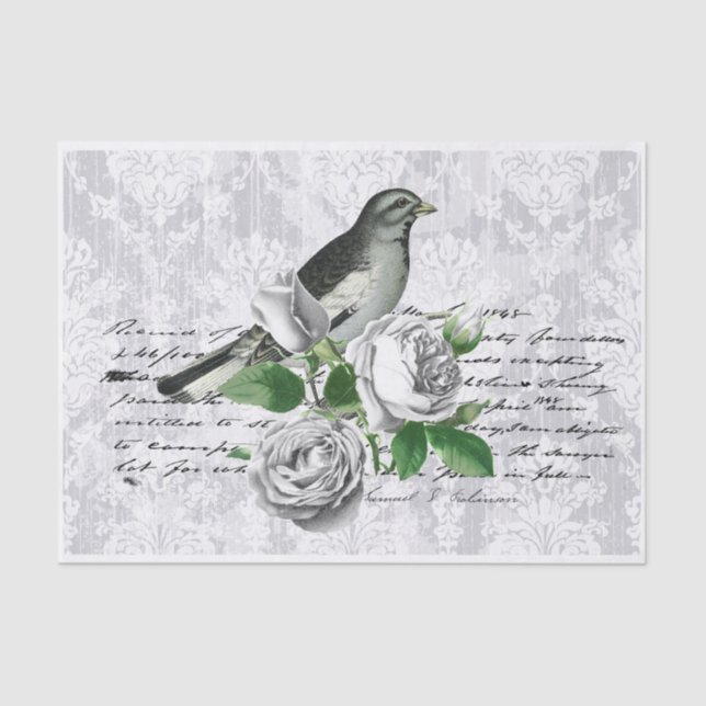 Papel De Seda Floral de Damasco Gris (Anverso)