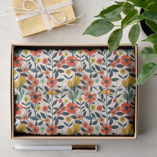 Papel de seda floral de flores silvestres cálidas (Regalo )