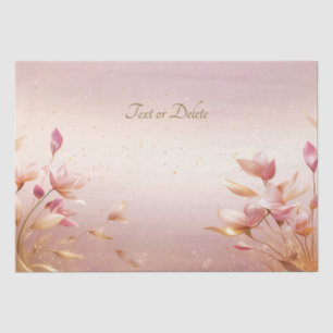 Papel de seda floral de hojas doradas rosadas