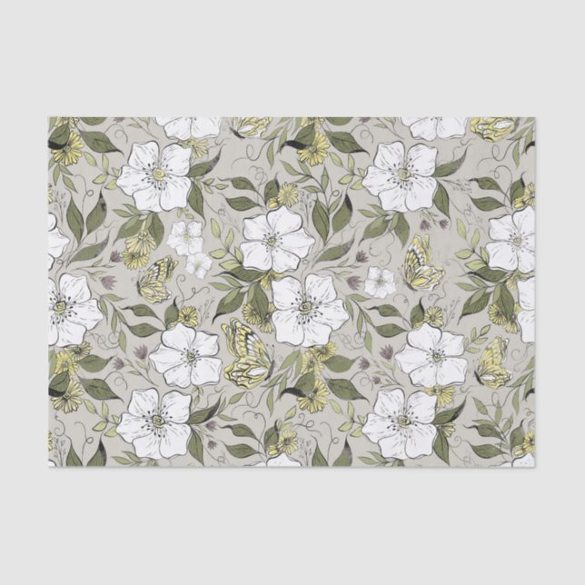 Papel De Seda Floral de mariposa (Anverso)