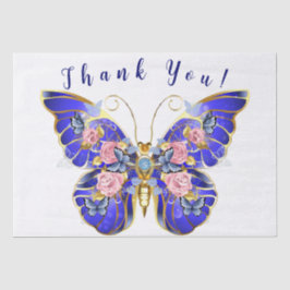 Papel De Seda Floral de mariposa dorada rosa azul suave gracias