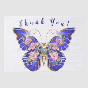 Papel De Seda Floral de mariposa dorada rosa azul suave gracias