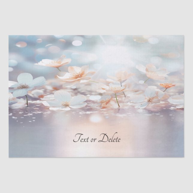 Papel de seda floral de melocotón blanco (Anverso)