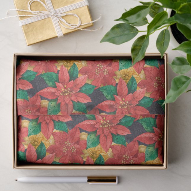 Papel De Seda Floral de Navidades de Poinsettias (Regalo )
