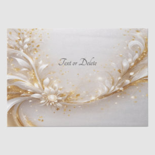 Papel de seda floral de oro blanco