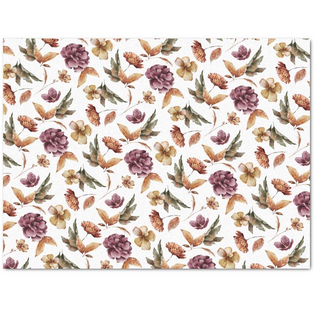 Papel de Seda Floral de Otoño (Watercolor Floral Fall Tissue Paper by Painted Paperie
)
