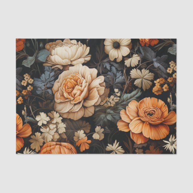 Papel De Seda Floral de otoño elegante (Anverso)