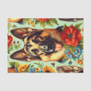 Papel De Seda Floral de pastor alemán vintage