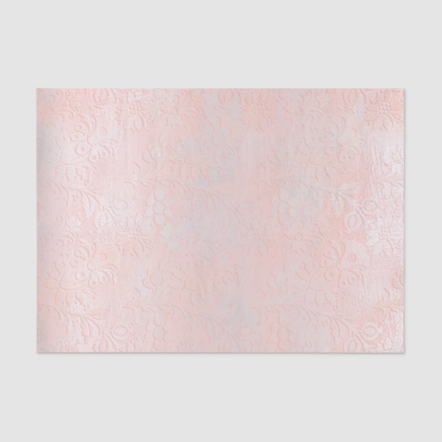 Papel De Seda Floral de plata rosa rosa dorada Rubor metálica (Anverso)