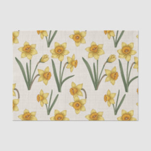 Papel De Seda Floral de primavera Narciso en suave amarillo y ve