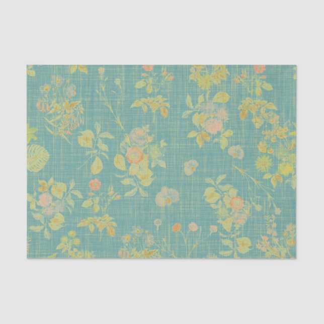 Papel De Seda Floral de primavera vintage (Anverso)