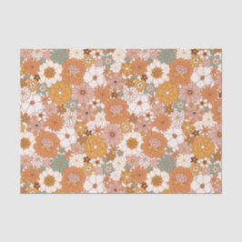 Papel De Seda Floral de retro boho terracotta