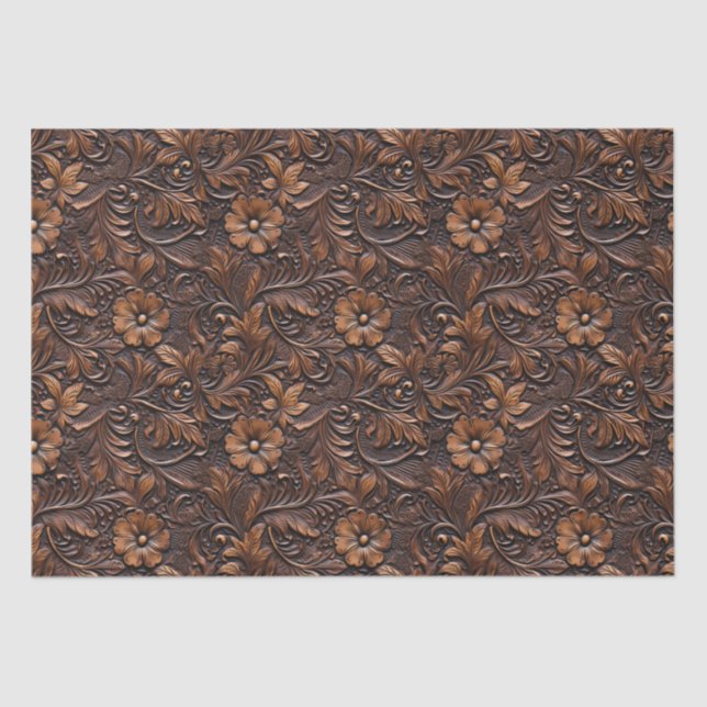 Papel De Seda Floral de vaca marrón (Anverso)
