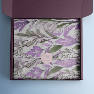 Papel De Seda Floral De Vintage En Lavanda Morado Y Verde
