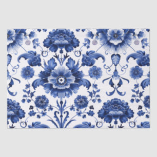 Papel De Seda Floral Delft Blue