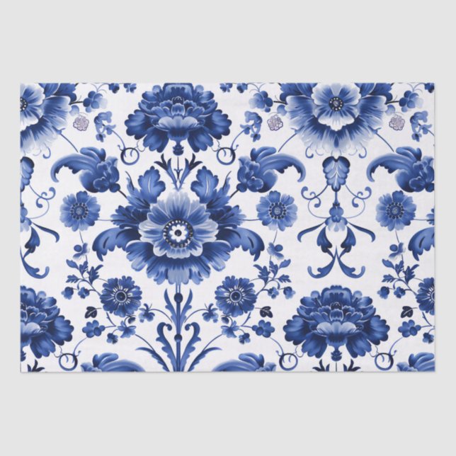 Papel De Seda Floral Delft Blue (Anverso)