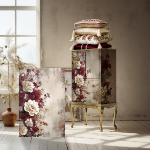 Papel De Seda Floral Desgastada, Chic Francés, Rosas y Peonía