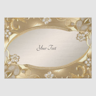 Papel de seda floral dorado ornamentado