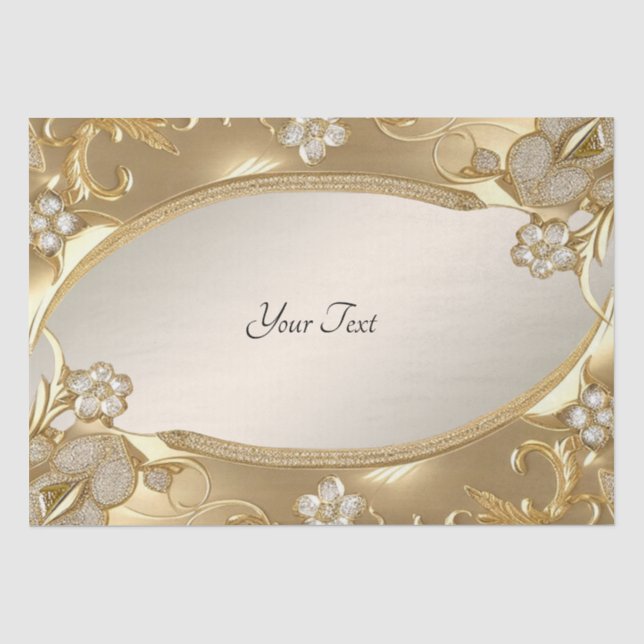 Papel de seda floral dorado ornamentado (Anverso)