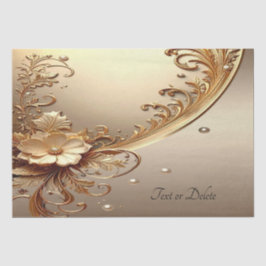 Papel de seda floral dorado ornamentado