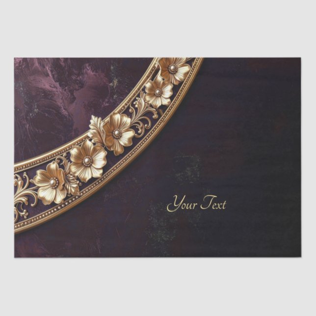 Papel de seda floral dorado ornamentado (Anverso)