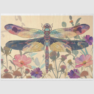 Papel De Seda Floral Dragonfly de vidrio templado de colores cál