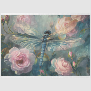 Papel De Seda Floral Dragonfly Pastel Ethereal Whimsical