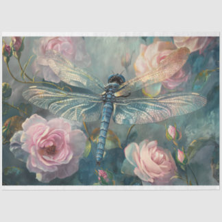 Papel De Seda Floral Dragonfly Pastel Ethereal Whimsical