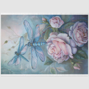 Papel De Seda Floral Dragonfly Pastel Ethereal Whimsical