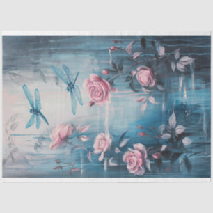Papel De Seda Floral Dragonfly Pastel Ethereal Whimsical