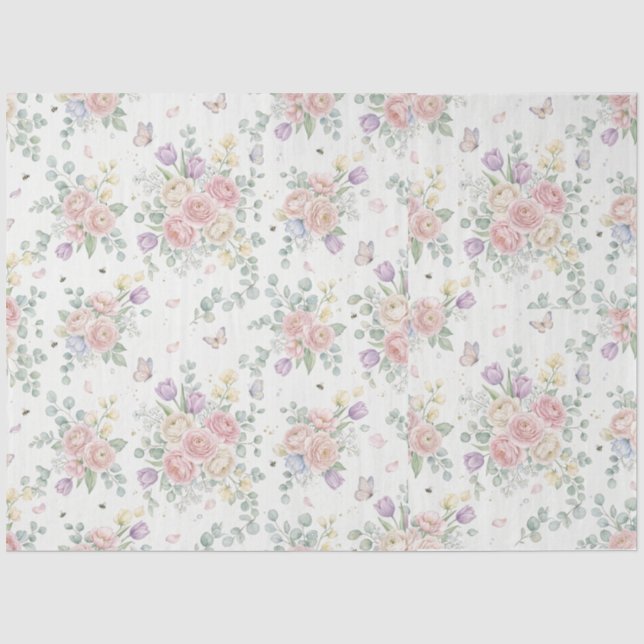 Papel de Seda Floral Elegante (Anverso)