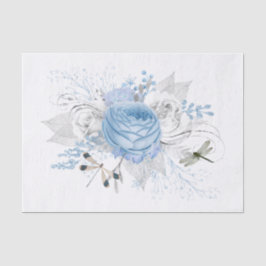 Papel De Seda Floral elegante de plata azul