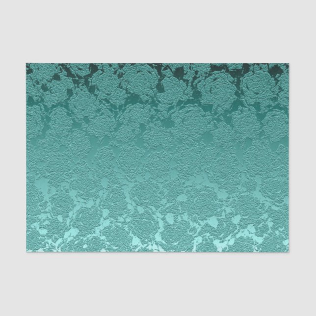 Papel De Seda Floral Elegante Verde azulado Verde Moderno (Anverso)