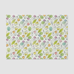 Papel De Seda Floral en colores pastel y hojas 2