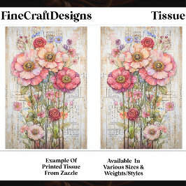 Papel De Seda Floral Ephemera Shabby Chic Rosa Rojo S7B Decoupag