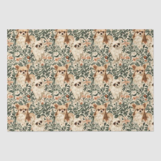 Papel De Seda Floral estilo Chihuahuas William Morris (Anverso)