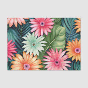Papel De Seda Floral exótica con hojas de palma