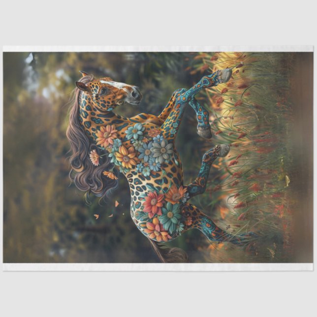 Papel De Seda Floral Fable Horse Digital Art Decour (Anverso)