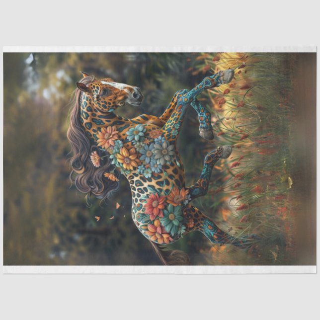 Papel De Seda Floral Fable Horse Digital Art Decour (Anverso)
