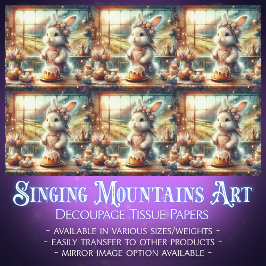 Papel De Seda Floral Farmhouse Kitchen Semana Santa Bunny Decoup